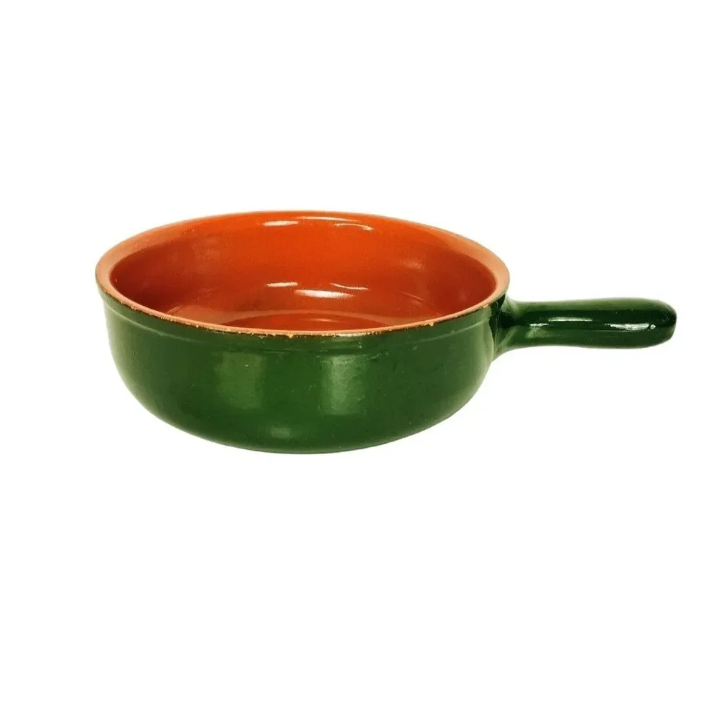 Terracotta Piral Albisola Cookware Saucier Pan Hunter Green Italy Italian 8.5